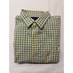Banana Republic Mens Soft-Wash Gingham Button Down Shirt Yellow Blue Medium M